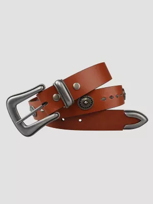 Women's Wrangler® Scalloped 3 Piece Buckle Belt in Cognac
