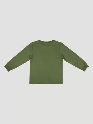 Wrangler Boy's Long Sleeve Graphic T-Shirt in Bison Green