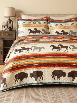 Wrangler Western Stripe Quilt Queen Bedding Set:Multi:Queen