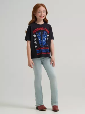 Girl's Wrangler x Lainey Wilson Jukebox Gold Oversized Tee in Black