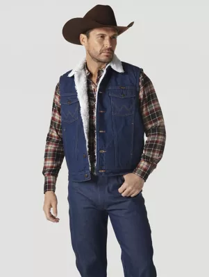 Wrangler® Sherpa Lined Denim Vest - Prewashed in Prewashed