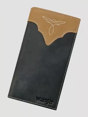 Boot Stitch Trim Trifold Wallet:Black/Tan:One Size