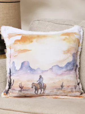 Wrangler Cowboy Sunrise Plush Throw Pillow:Multi:One Size