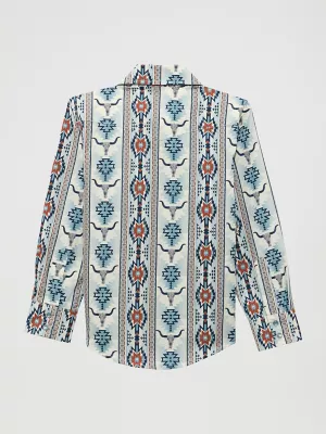 Boy's Checotah Long Sleeve Western Snap Shirt in Gray Steerhead