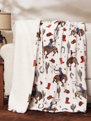 Wrangler Lounge Plush Sherpa Blanket:Cream:One Size