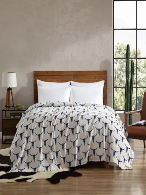 Wrangler Steer Head King Blanket:Dark Blue:King