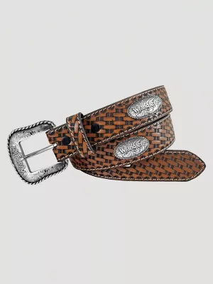 Boys Braided Concho Belt:Tan:26
