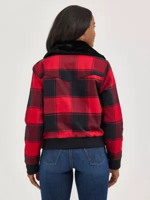 Women's Wrangler Lined Bomber Jacket in Red Buffalo
