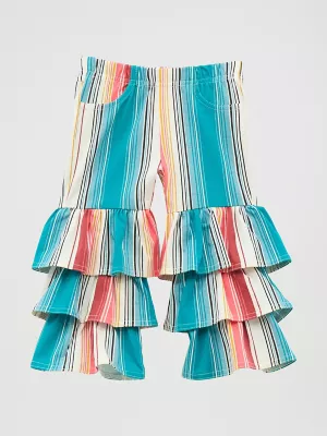 Little Girl's Printed Tiered Flare Jean in Stripe
