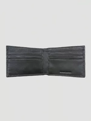 Embossed Ostrich Leather Bifold Wallet:Black:One Size