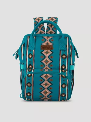 Southwestern Print Backpack:Turquoise:One Size