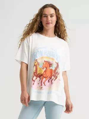Wrangler x Lainey Wilson Neon Rainbow Girlfriend Tee in White