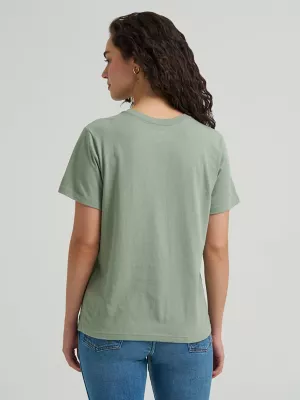 Women's Born Free Graphic Tee in Iceberg Green