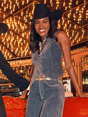 Women's Wrangler Airy Denim Vest in Blue