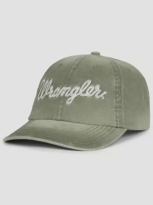 Womens Distressed Logo Baseball Cap:Olive:One Size