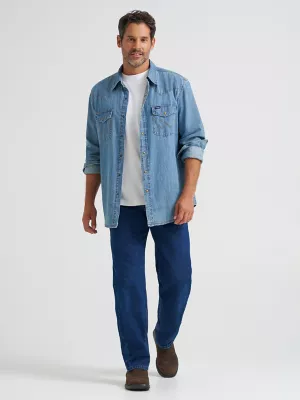 Wrangler® Five Star Premium Denim Relaxed Fit Jean in Dark Rinse