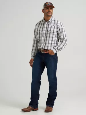 Men's Wrangler Performance Snap Long Sleeve Plaid Shirt in Shadow Grey