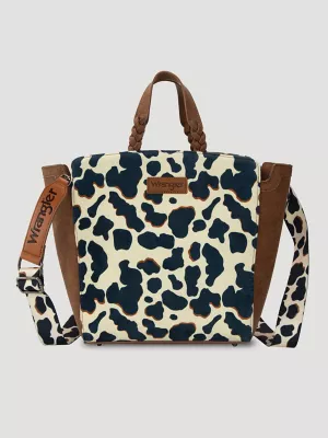 Colorblock Cow Print Cross Body:Brown:One Size