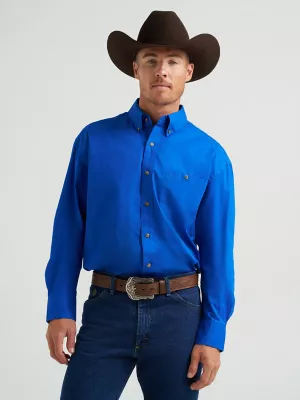 Men's George Strait & Wrangler® National Patriot™ Button Down Solid Shirt in Royal Blue