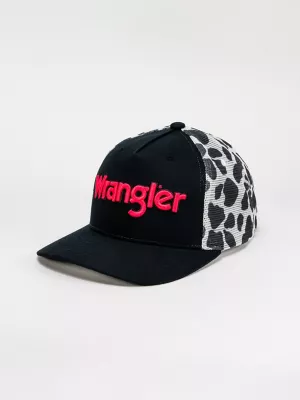 Womens Cow Print Trucker Hat:Black:One Size