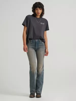 Women's Graphic Girlfriend Tee in Faded Black