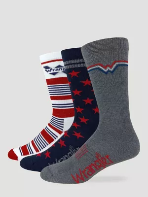 Mens Americana Crew Socks Box Set 3Pack:Americana:L