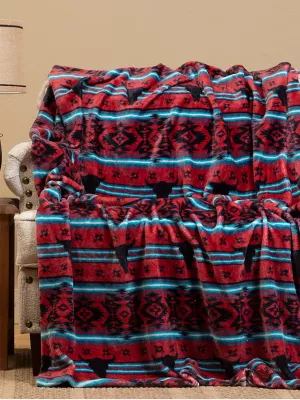 Wrangler Unlined Plush Blanket:Red Checotah:One Size