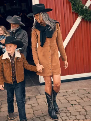 Women's Wrangler Corduroy Western Shirt Dress in Fawn