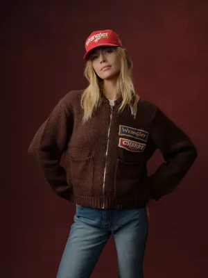 Wrangler x Cherry Knit Jacket in Brown