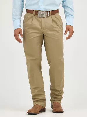 Men's Wrangler Casuals® Pleated Front Relaxed Fit Pants in Khaki