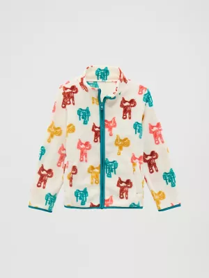 Girl's Western Full Zip Fleece Jacket in Saddle White