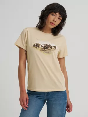 Womens Western Graphic Regular Fit Tee:Pearled Ivory:3XL