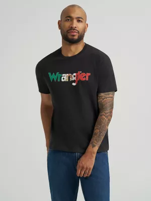 Mens Wrangler Mexico Flag Logo Tshirt:Jet Black:S