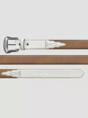 Women's Boot Stitch Colorblock Belt in Brown White