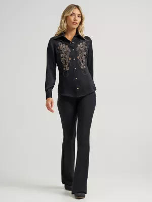 Wrangler x Lainey Wilson Wrancher Flare Pant in Black