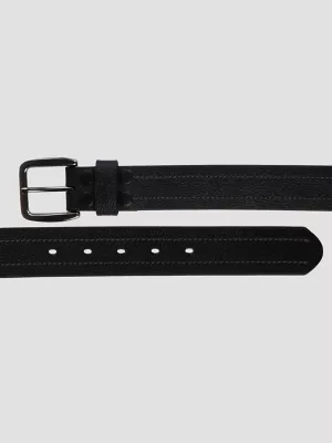 Men's Pebble Grain Leather Belt in Black
