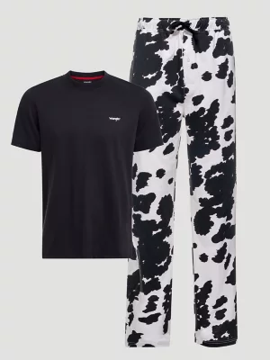 Mens Pajama Set:Black/White:M