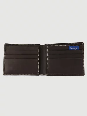 Leather Contrast Stitch Bilfold Wallet:Black:One Size
