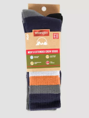 Mens Midweight Crew Socks 3-Pack:Navy/Charcoal/Black:One Size