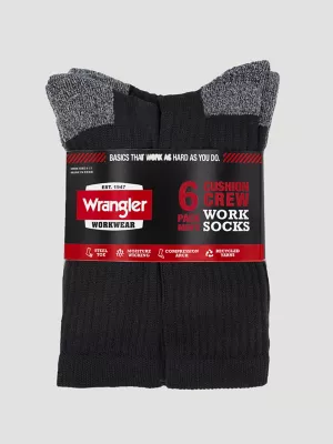 Mens Ultra Dry Crew Sock 6 Pack:Black:One Size