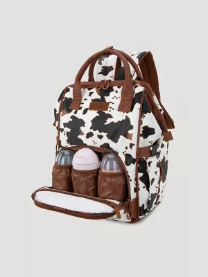 Cow Print Backpack:Brown:One Size
