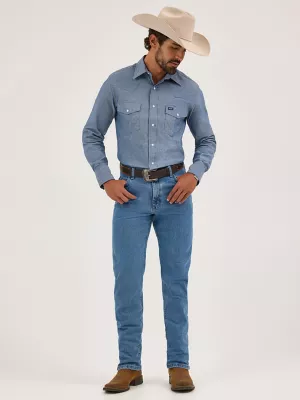 Cowboy Cut® Work Western Indigo Chambray Long Sleeve Shirt in Chambray