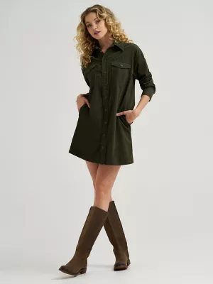 Women's Corduroy Dress in Pine