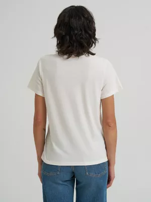 Womens Western Graphic Regular Fit Tee:Pearled Ivory:3XL