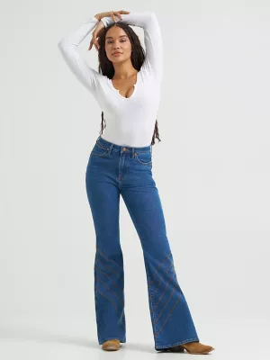 Women's High Rise Stitch Flare Jean in Carolina