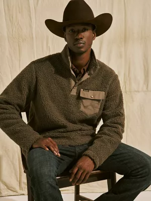 Men's Wrangler Quarter Snap Sherpa Pullover in Chocolate Chip