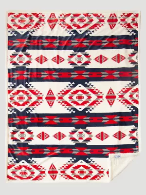 Wrangler Red White Blue Southwest Plush Throw Blanket:Multi:One Size