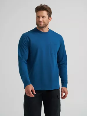 Wrangler® RIGGS Workwear® Long Sleeve 1 Pocket Performance T-Shirt in Oxford Blue