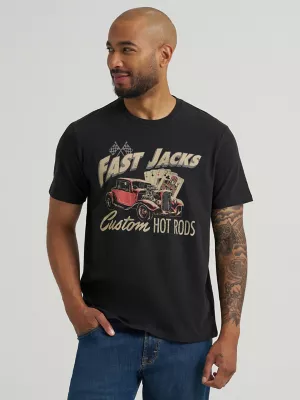 Men's Fast Jacks Cars T-Shirt in Jet Black