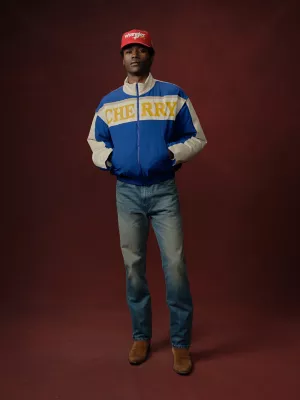 Wrangler x Cherry Pit Crew Puffer Jacket in Royal Blue